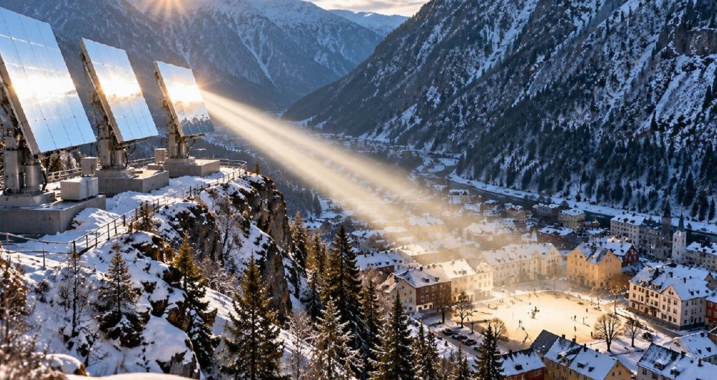 Norveç'in Rjukan Kasabasına Kış Boyunca Güneş Işığı Dev Aynalarla Ulaştırılıyor